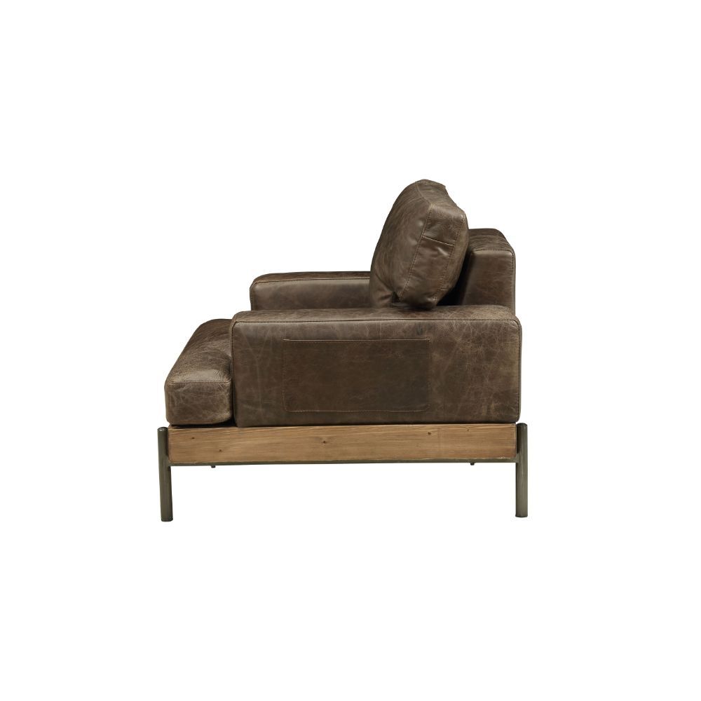 Silchester - Silla - Roble y cuero de grano superior Distress Chocolate
