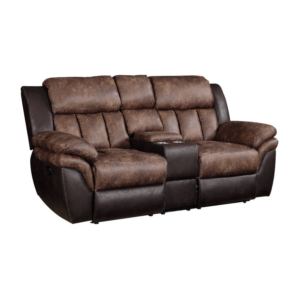 Jaylen - Loveseat - Microfibra pulida en tonos caramelo y espresso