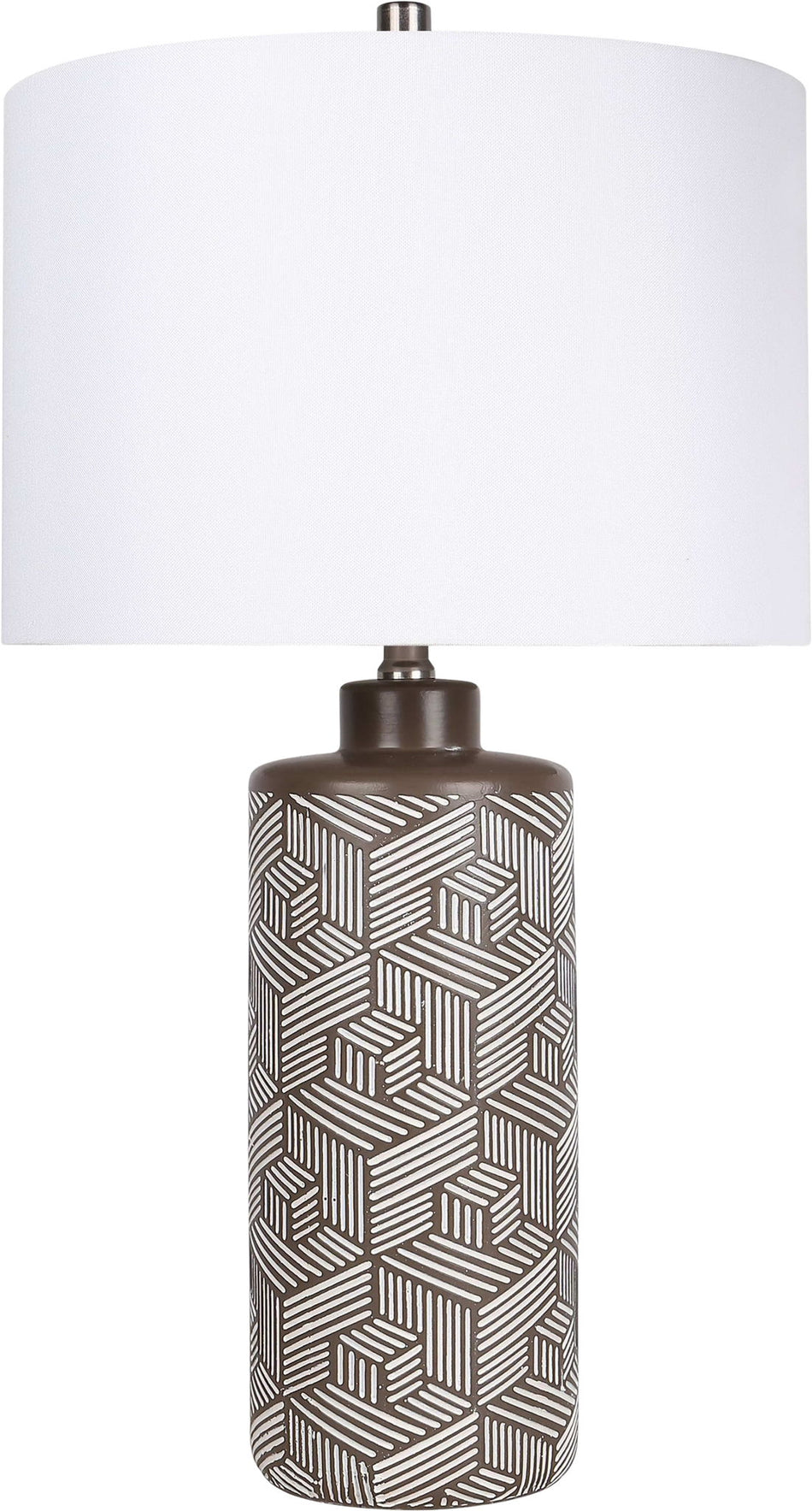 "Geometric Harmony" Ceramic Table Lamp (Set of 2) - Brown / White