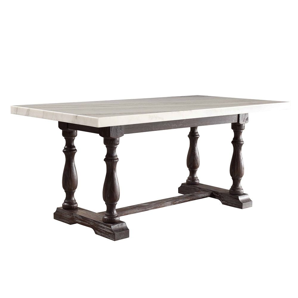 Gerardo - Mesa de comedor - Mármol blanco y espresso desgastado - 31"