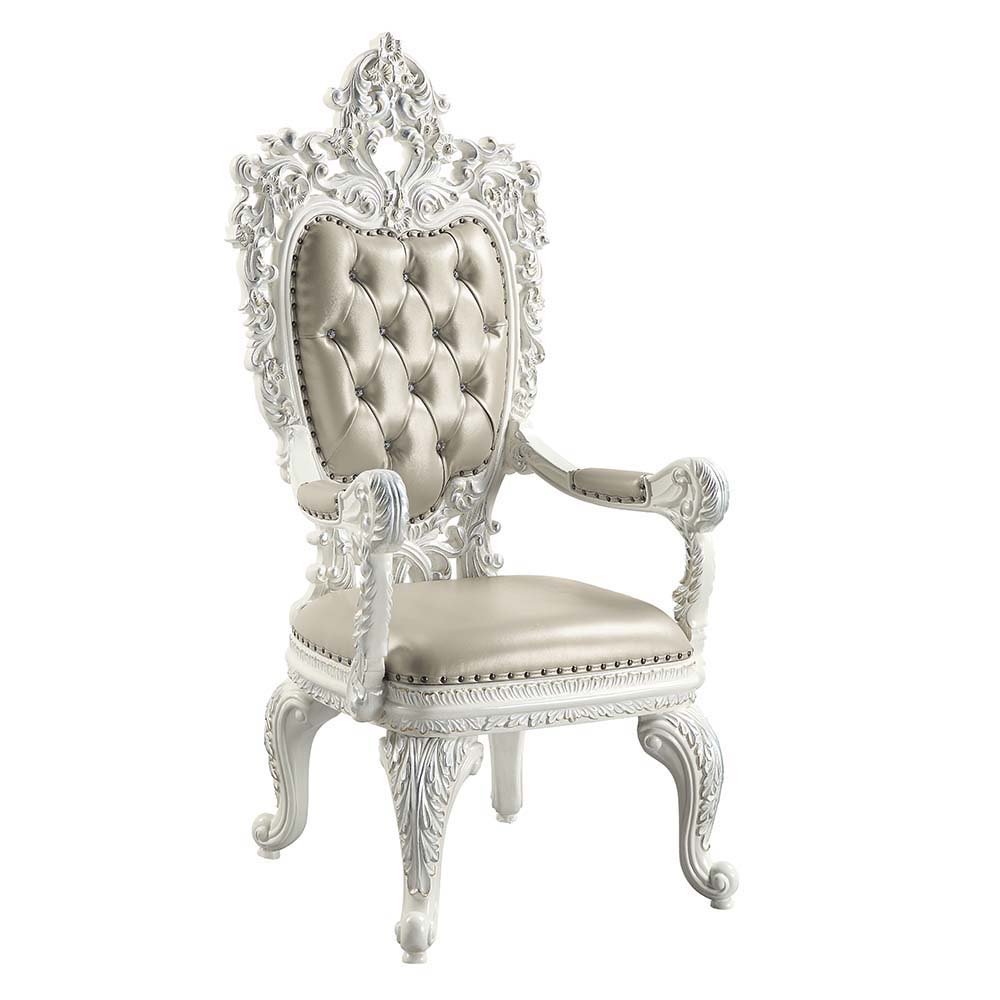 Vanaheim - Silla de comedor (juego de 2) - Acabado en PU beige y blanco antiguo