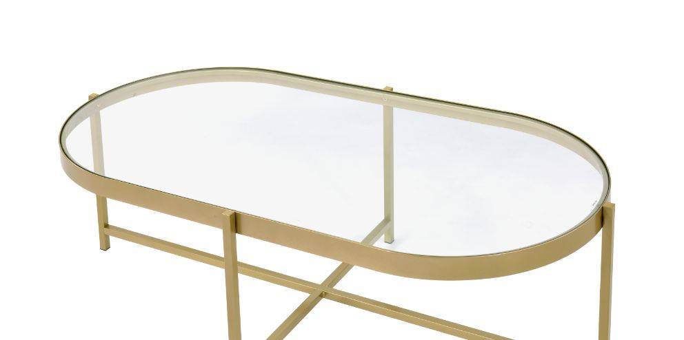 Charrot - Mesa de centro - Vidrio transparente y acabado dorado
