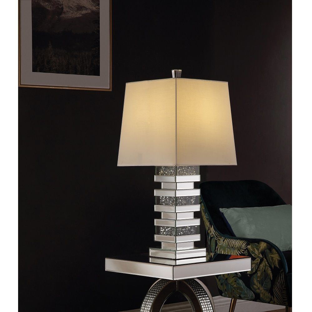 Noralie - Lámpara de mesa - Plata perlada - Cristal