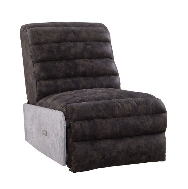 Okzuil - Sillón reclinable - Cuero de grano superior gris de dos tonos y aluminio