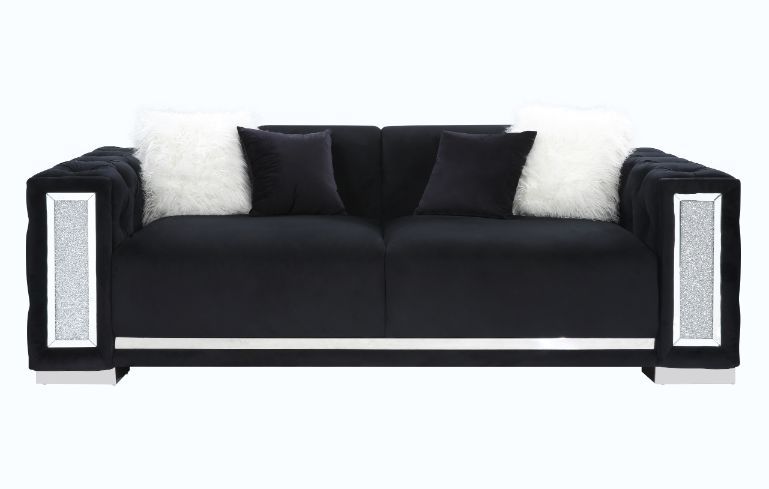 Trislar - Sofá - Terciopelo negro - 33"