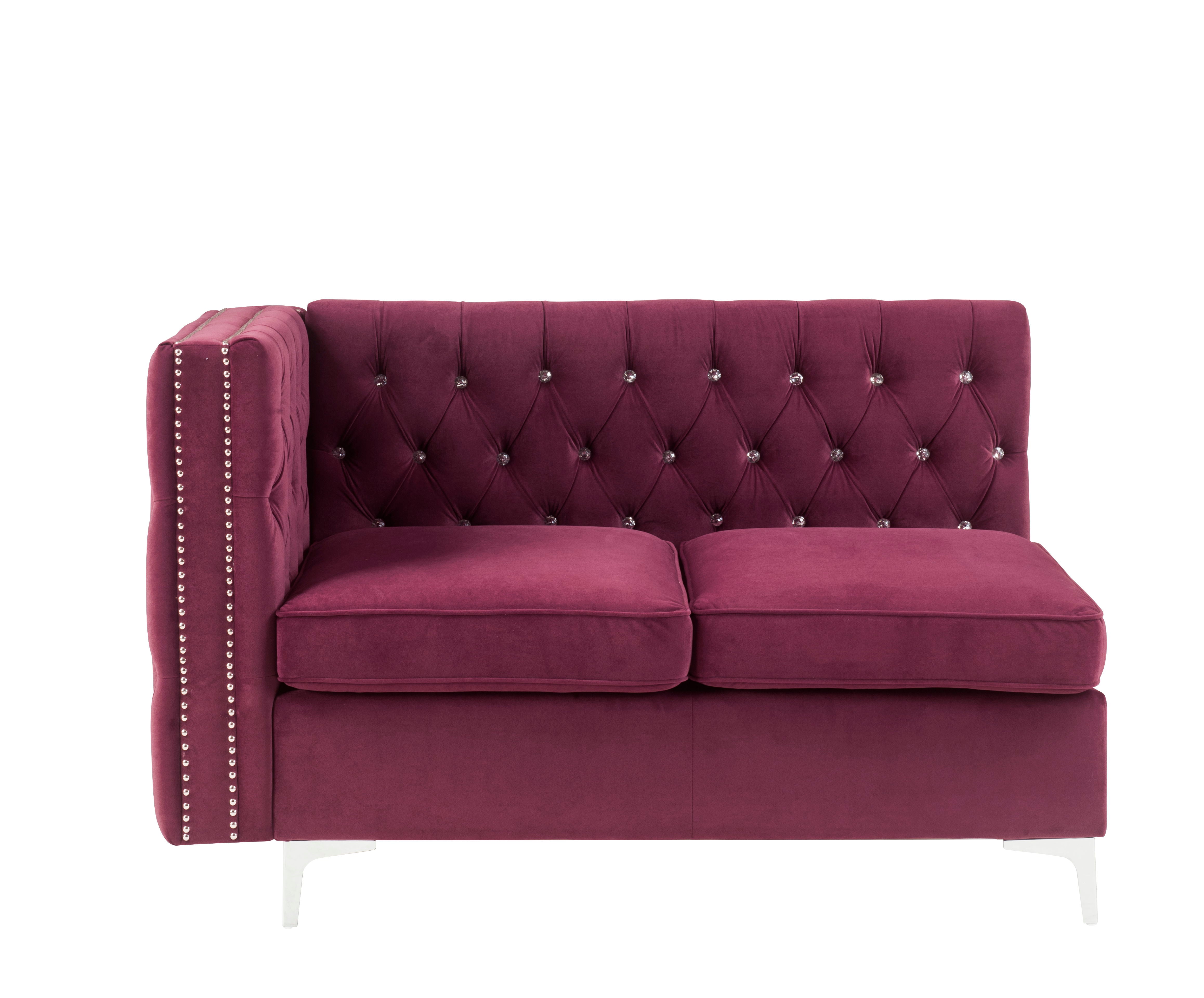 Jaszira - Sofá modular de dos plazas sin brazos con 2 almohadas