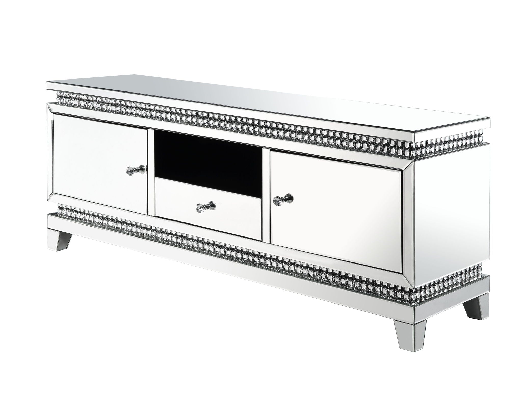 Lotus - Mueble de TV - Espejo y cristales de imitación