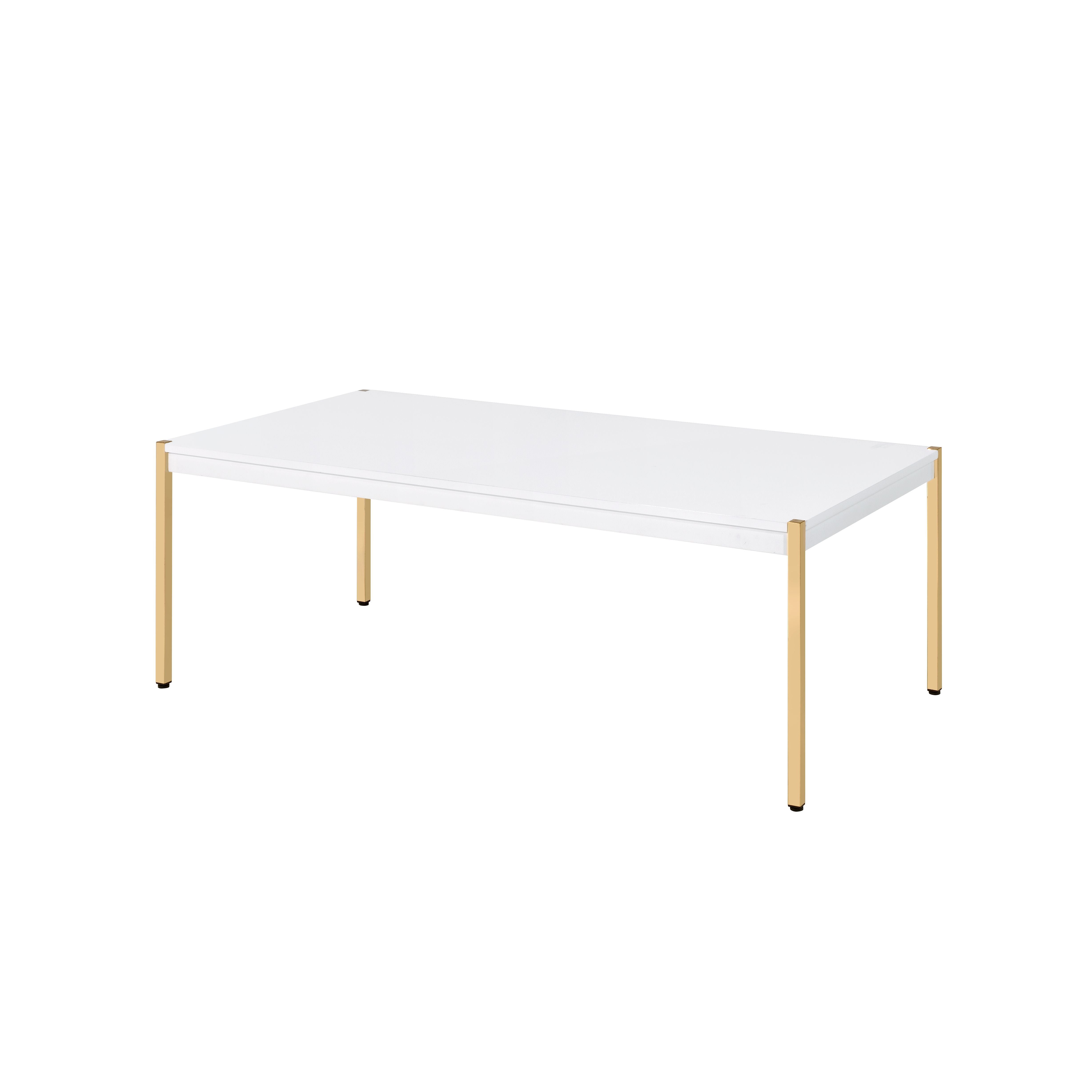 Otrac - Mesa de centro - Acabado blanco y dorado