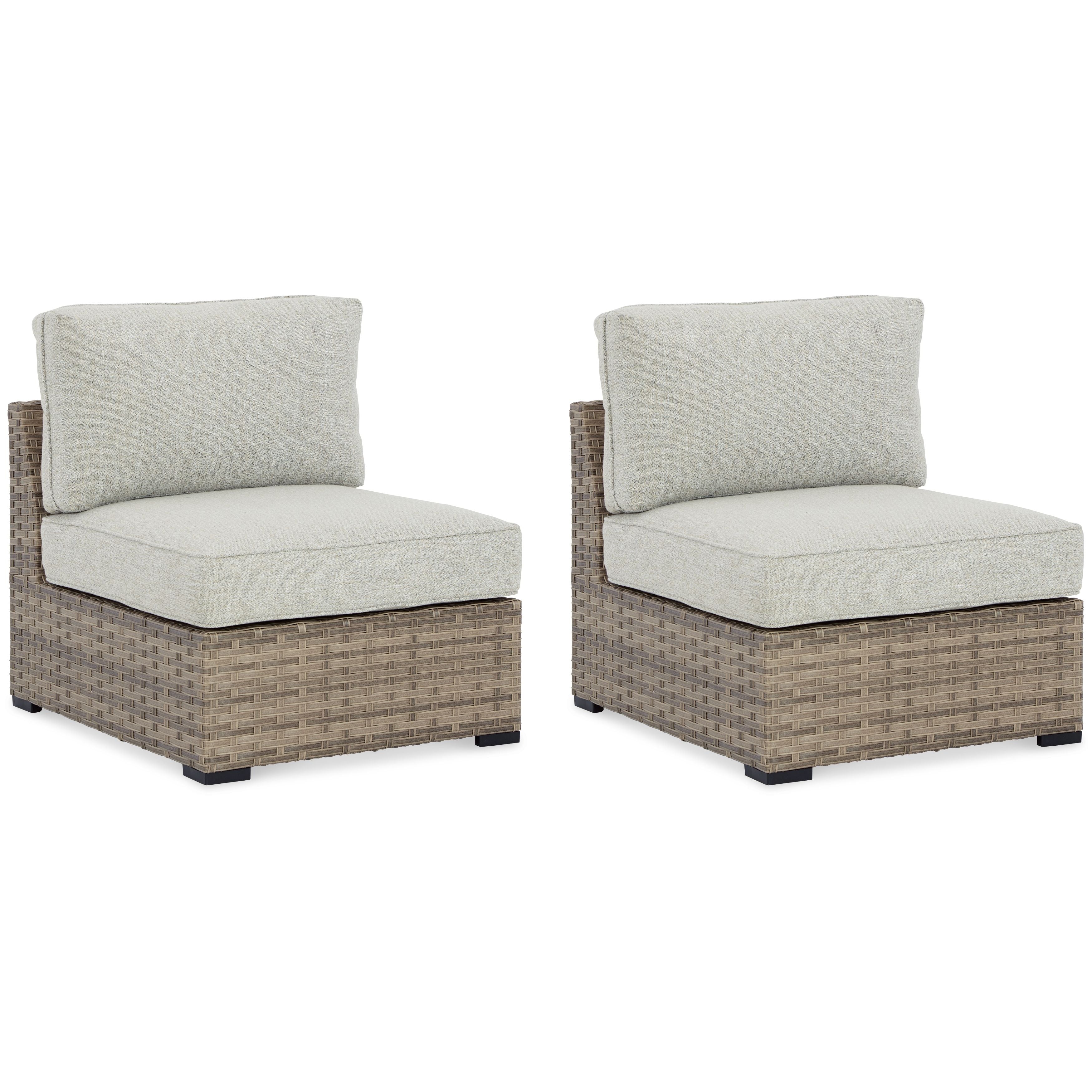 Sillón sin brazos Calworth - Beige - con cojín (juego de 2)