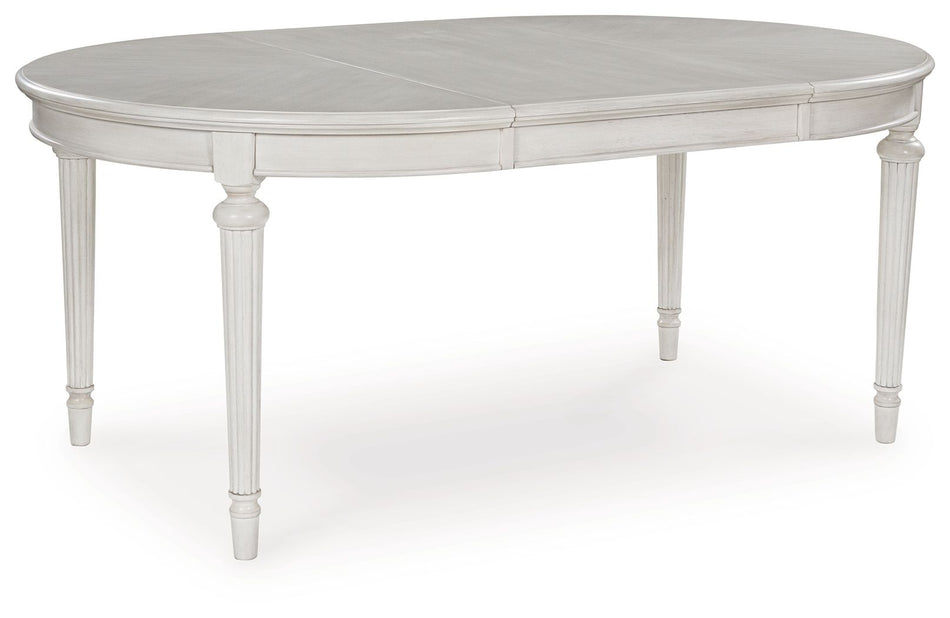 Mesa extensible ovalada para comedor Montelaine - Blanco antiguo