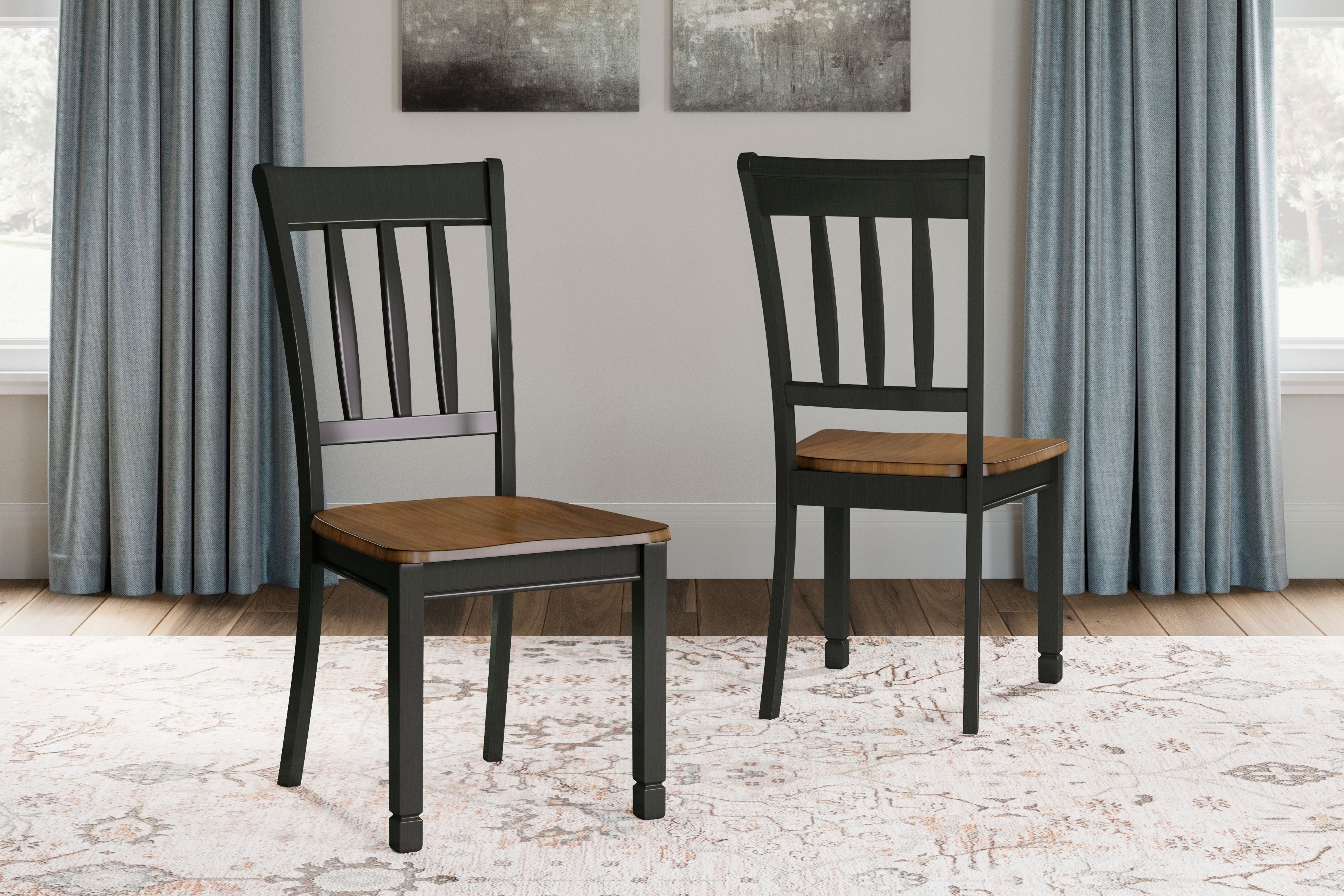 Owingsville - Silla auxiliar para comedor en color negro y marrón (juego de 2)