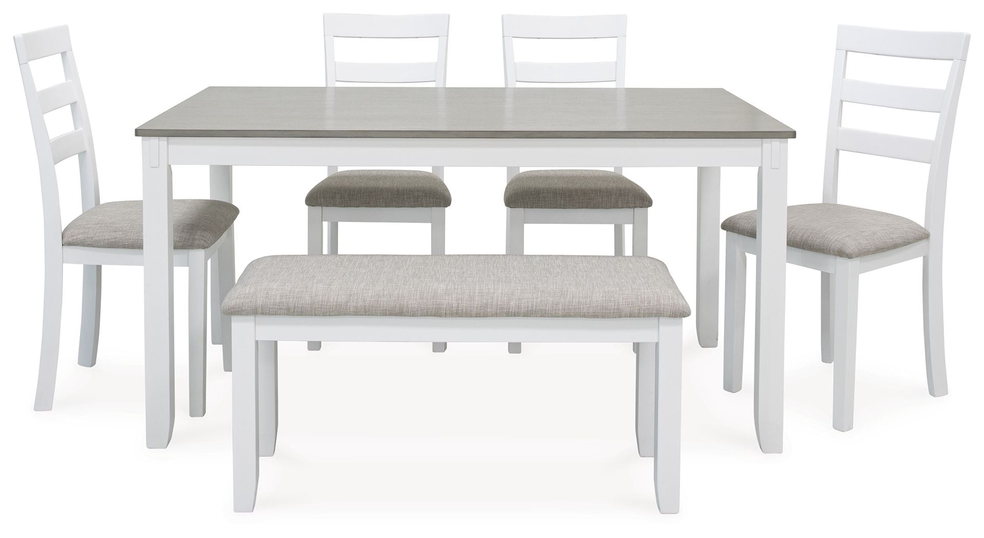 Juego de mesa rectangular Stonehollow, color blanco y gris (juego de 6)