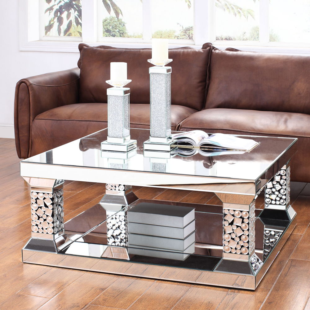 Mesa de centro Kachina con espejos y gemas artificiales
