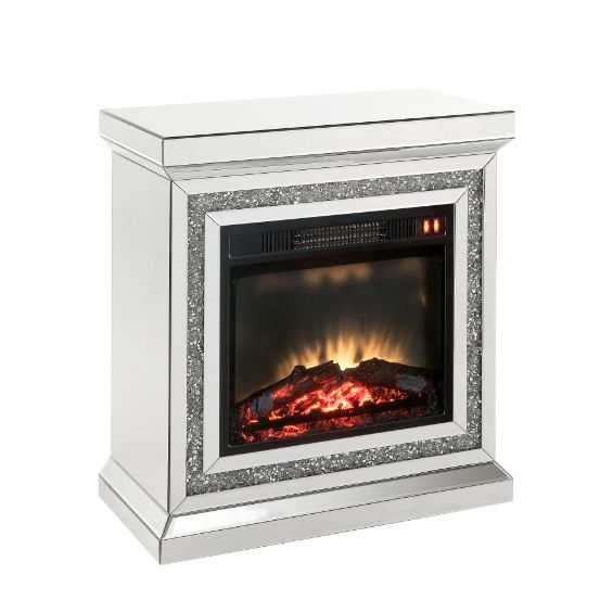 Noralie - Chimenea - Espejo y diamantes de imitación - 32"
